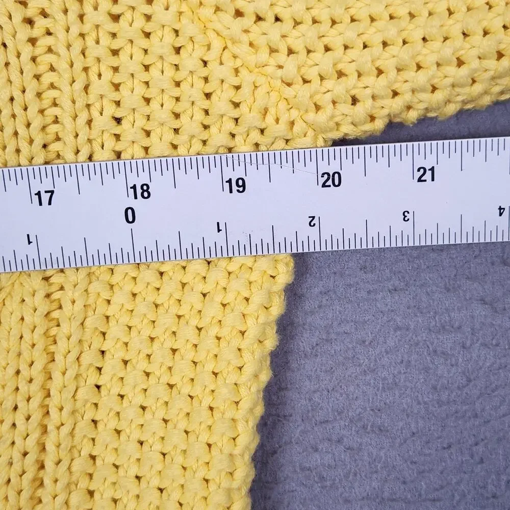 Lauren Ralph Lauren Sweater Womens Large Yellow Cotton Cable Zip Toggle Cardigan